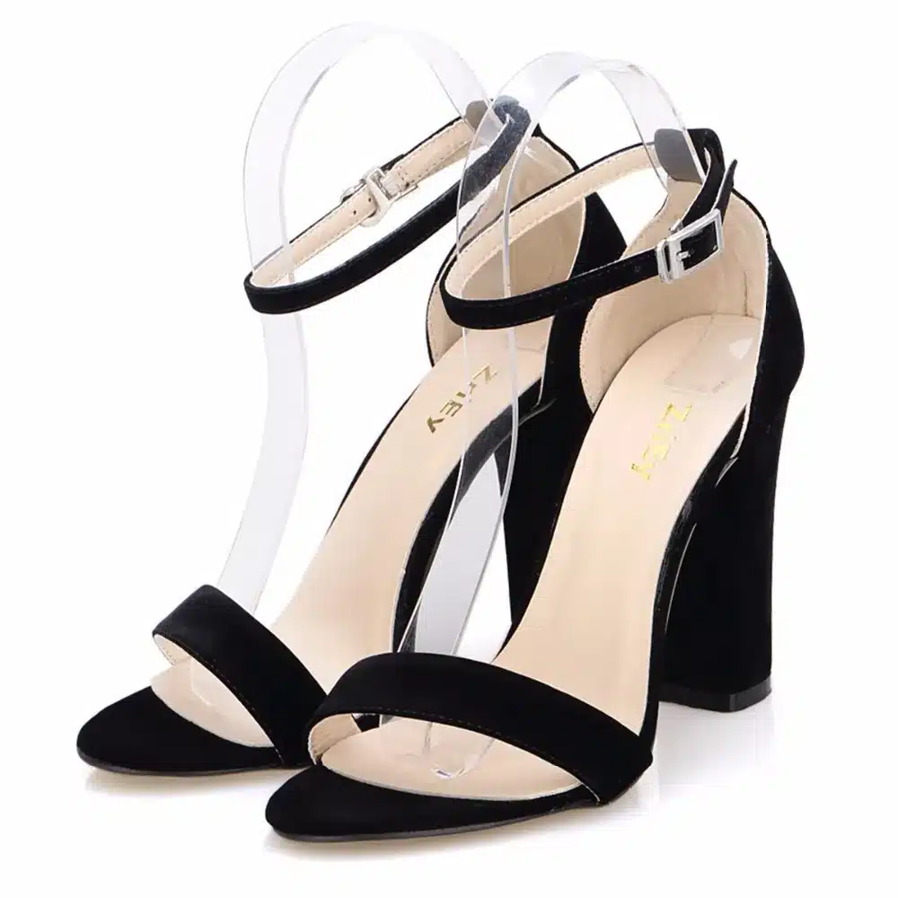 Newest Women Pumps Open Toe Sexy Ankle Straps High Heels Shoes Summer Ladies Bridal Suede Thick Heel Sandals 368-1VE 10