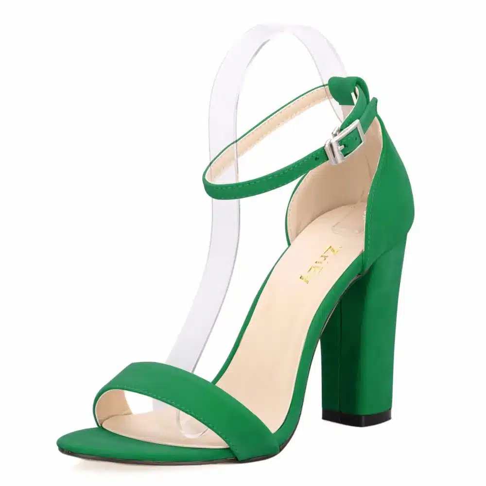 Newest Women Pumps Open Toe Sexy Ankle Straps High Heels Shoes Summer Ladies Bridal Suede Thick Heel Sandals 368-1VE 15