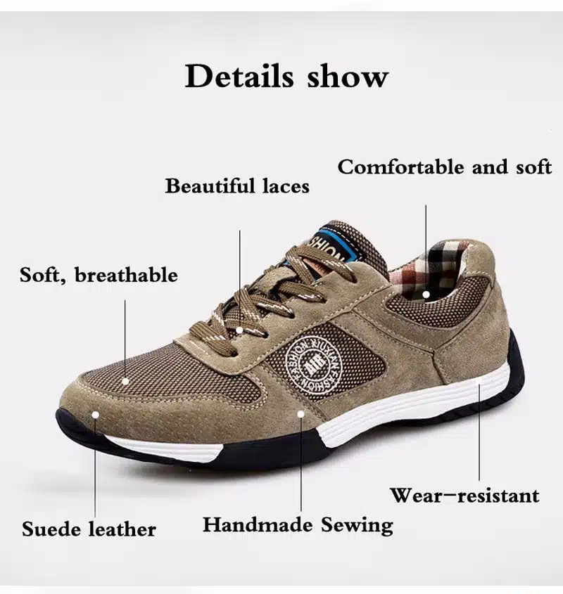Genuine Leather with Mesh Men Casual Shoes, New Arrival Leather Men Shoes, High Quality Outdoor Shoes Men Zapatos Hombre 19
