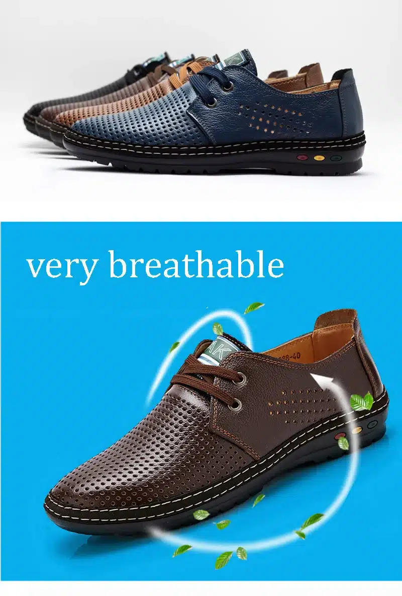 Genuine Leather Men casual shoes Summer 2017 Breathable Soft Driving Men's Handmade chaussure homme Net Surface Loafers 11