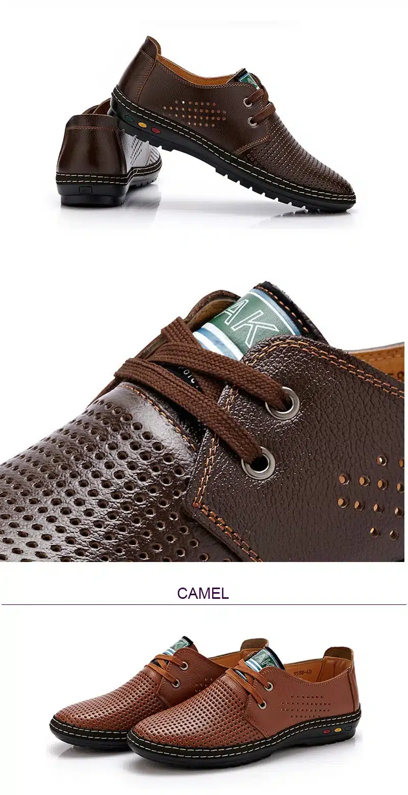 Genuine Leather Men casual shoes Summer 2017 Breathable Soft Driving Men's Handmade chaussure homme Net Surface Loafers 13