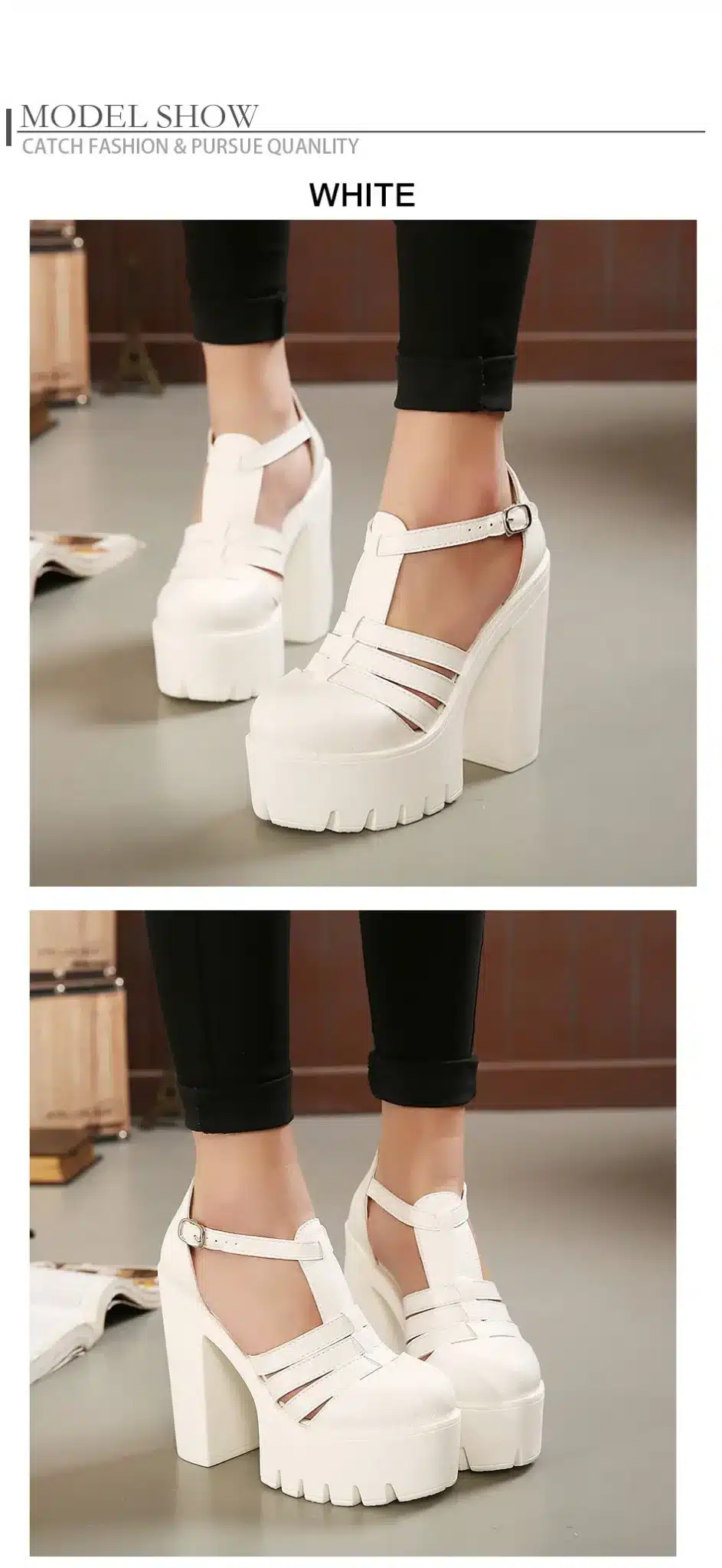 Gdgydh Hot Selling 2017 New Summer Fashion High Platform Sandals Women Casual Ladies Shoes Black White Size EURO 35 to 40 7