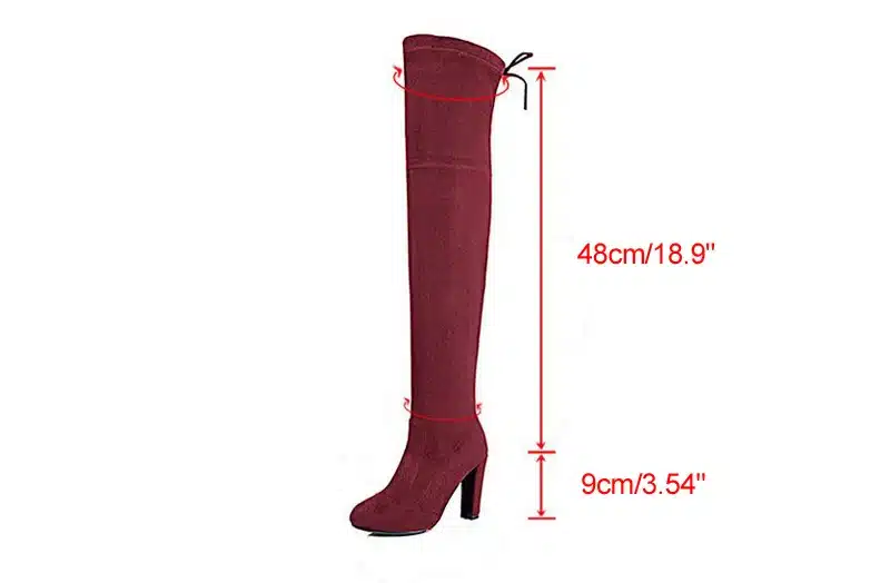 GENSHUO FauxSuede Women Boots Shoes Winter Knee High Boots Sexy Stretch Over The Knee High Boots Black Slim Fit Thigh High Heels 15