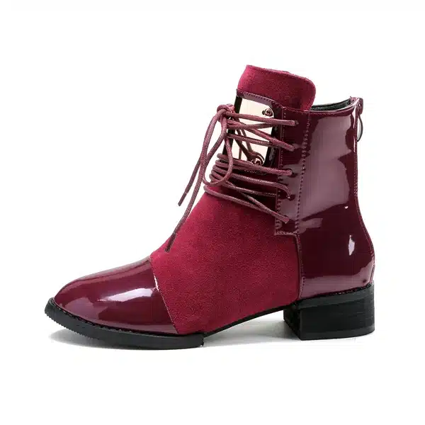 35-43 Women Boots Genuine Leather Flat Martin Ankle Boots Womens Motorcycle Boots Autumn Shoes Women Winter Patent leather Botas 13