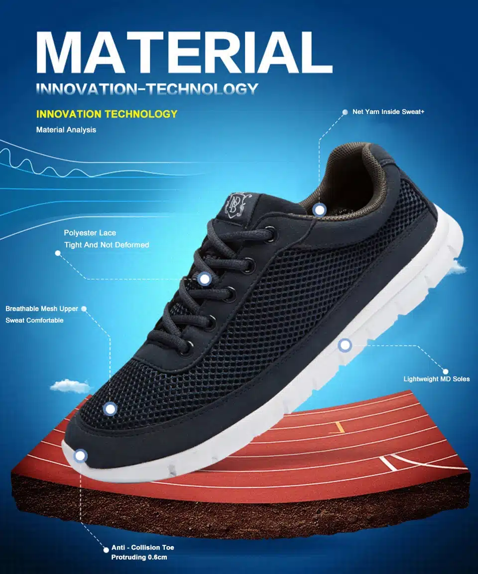 Brand Men Casual Shoes Breathable Lace-Up Walking Shoes Spring Lightweight Comfortable Walking Men Shoes Black Plus Size 48 13