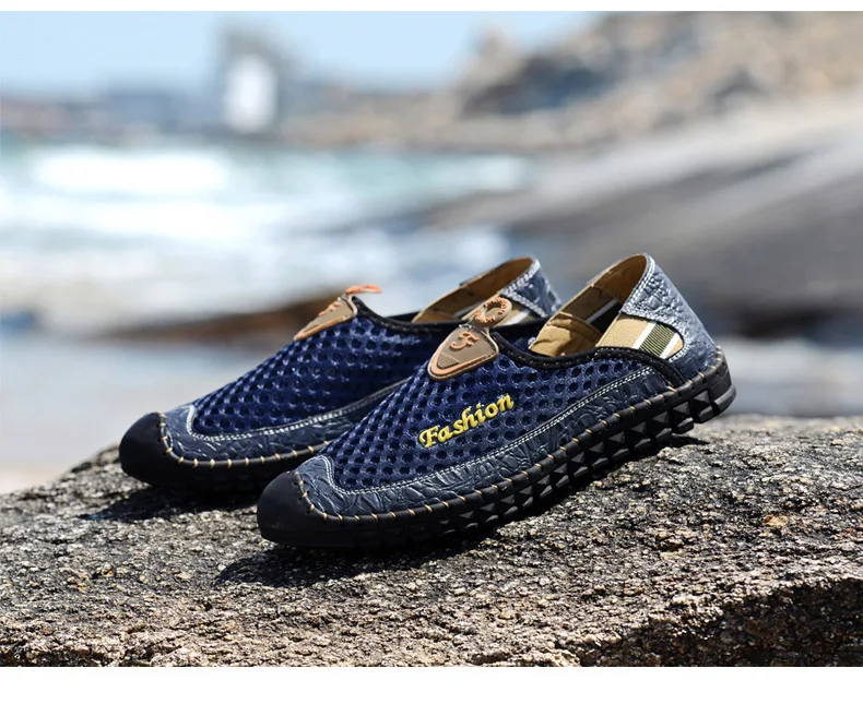 SUROM 2017 Summer Casual Shoes Men Breathable Leather Mesh Fashion Slip On Driving Shoes Comfortable Soft Hand Made Men Loafers 10