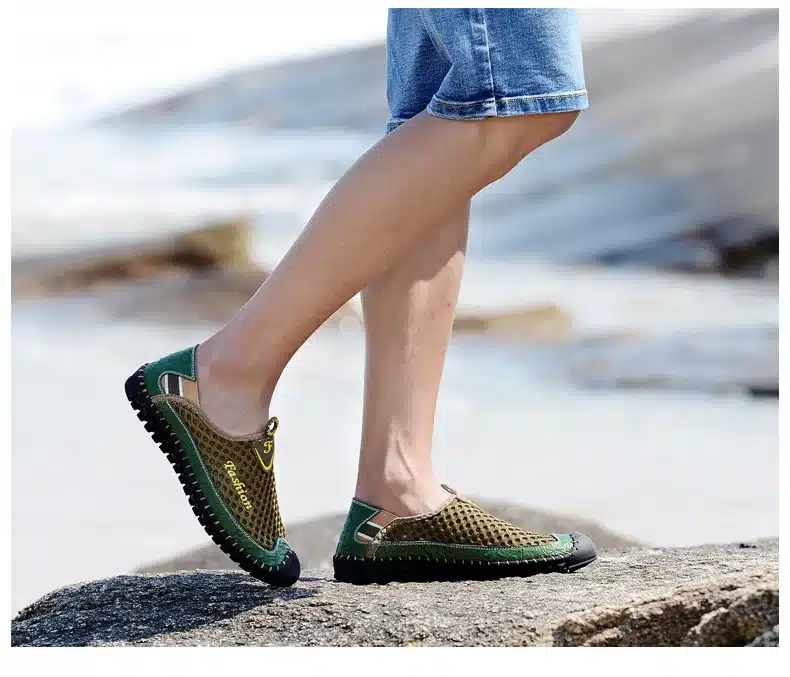 SUROM 2017 Summer Casual Shoes Men Breathable Leather Mesh Fashion Slip On Driving Shoes Comfortable Soft Hand Made Men Loafers 14