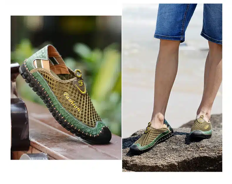 SUROM 2017 Summer Casual Shoes Men Breathable Leather Mesh Fashion Slip On Driving Shoes Comfortable Soft Hand Made Men Loafers 15
