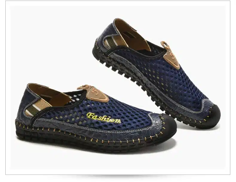 SUROM 2017 Summer Casual Shoes Men Breathable Leather Mesh Fashion Slip On Driving Shoes Comfortable Soft Hand Made Men Loafers 18