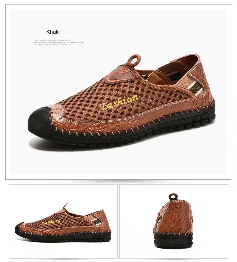 SUROM 2017 Summer Casual Shoes Men Breathable Leather Mesh Fashion Slip On Driving Shoes Comfortable Soft Hand Made Men Loafers 19