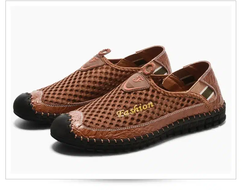 SUROM 2017 Summer Casual Shoes Men Breathable Leather Mesh Fashion Slip On Driving Shoes Comfortable Soft Hand Made Men Loafers 20