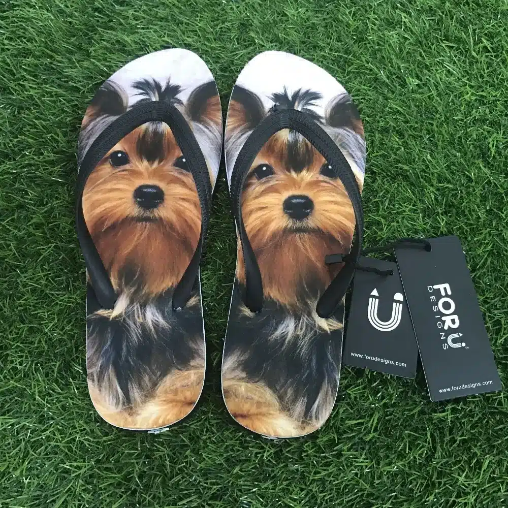 FORUDESIGNS 2017 Fashion Summer Beach Flip Flops Women Slippers Cute 3D Pet Cat Dog Terrier Printed Sandals Lady Flats Shoes 30