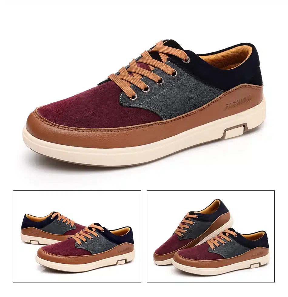 2017 Men's Leather Casual Shoes Suede Moccasins Men Loafers Patchwork Color Brand Male Shoes Chaussure Homme zapatos hombre 17