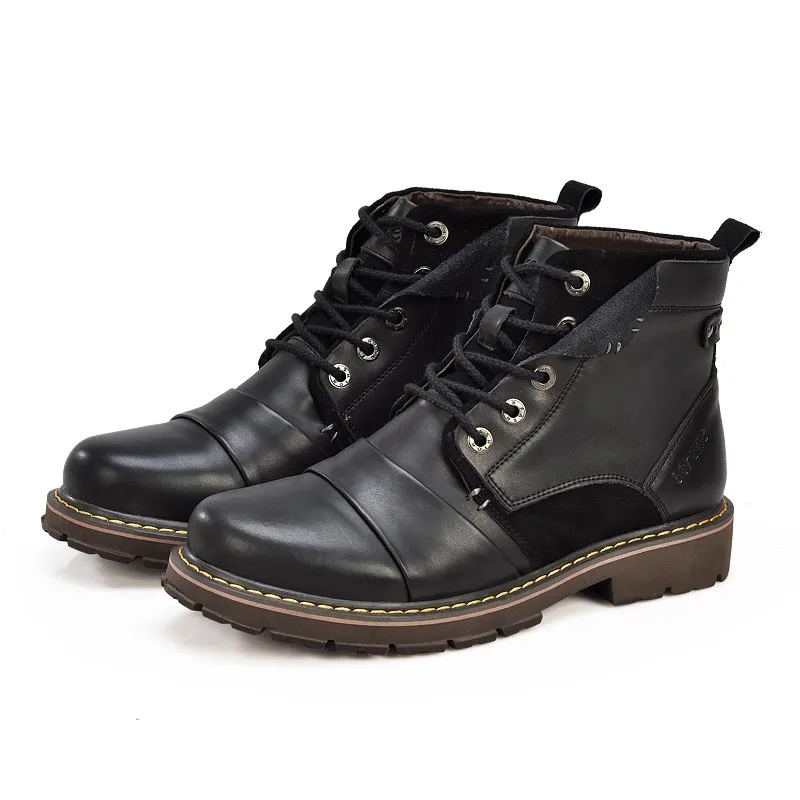 SERENE Brand Men Winter Boots Size 35~45 Warmest Genuine Leather Russian style Men Snow Boots Cow Split Leather Men Tooling Boot 4