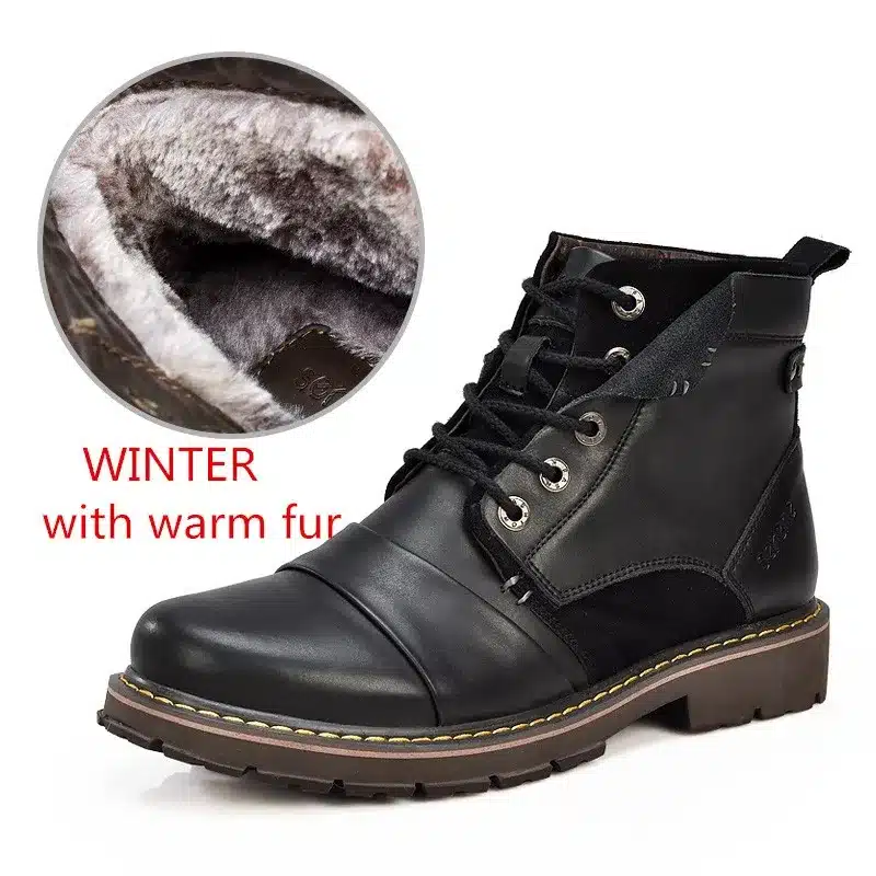 SERENE Brand Men Winter Boots Size 35~45 Warmest Genuine Leather Russian style Men Snow Boots Cow Split Leather Men Tooling Boot 6