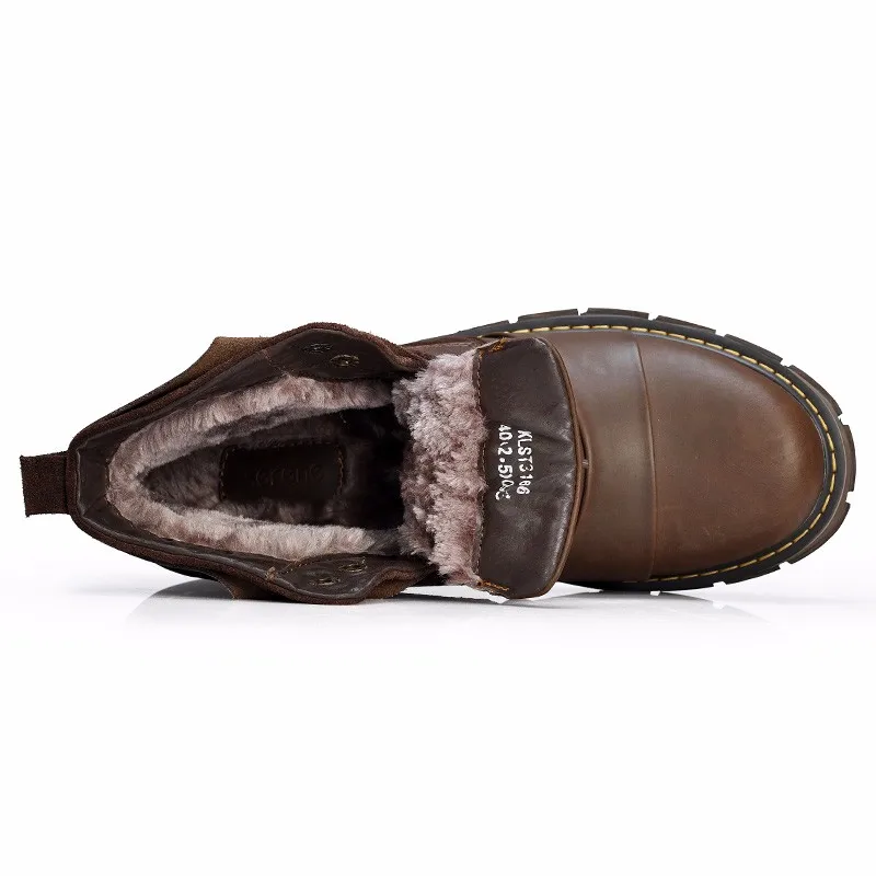 SERENE Brand Men Winter Boots Size 35~45 Warmest Genuine Leather Russian style Men Snow Boots Cow Split Leather Men Tooling Boot 10