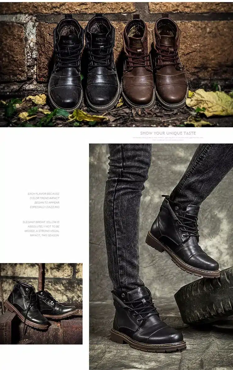 SERENE Brand Men Winter Boots Size 35~45 Warmest Genuine Leather Russian style Men Snow Boots Cow Split Leather Men Tooling Boot 17