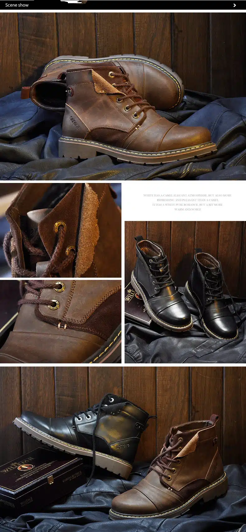 SERENE Brand Men Winter Boots Size 35~45 Warmest Genuine Leather Russian style Men Snow Boots Cow Split Leather Men Tooling Boot 18
