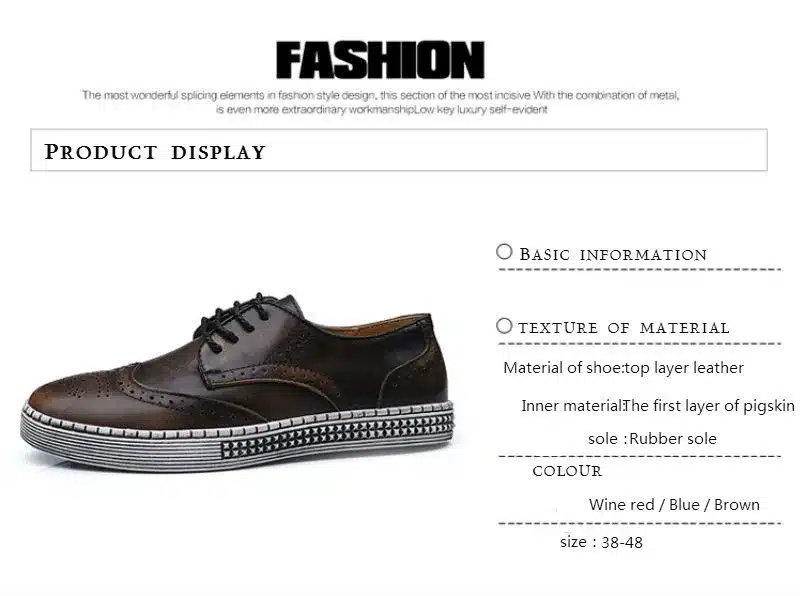 BIMUDUIYU Spring Autumn New Trendy Shoes Quality Genuine Leather Soft Casual Gentleman Brogue Style Men's Shoes 38-48 Large size 13
