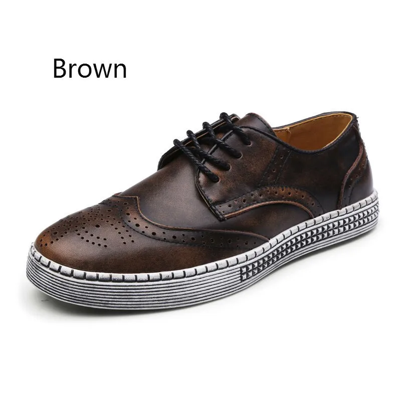 BIMUDUIYU Spring Autumn New Trendy Shoes Quality Genuine Leather Soft Casual Gentleman Brogue Style Men's Shoes 38-48 Large size 17