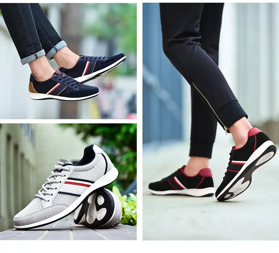 SUROM Summer Men's Shoes Breathable Leather Mesh Casual Shoes Men Luxury Brand Fashion Footwear Male Krasovki 32