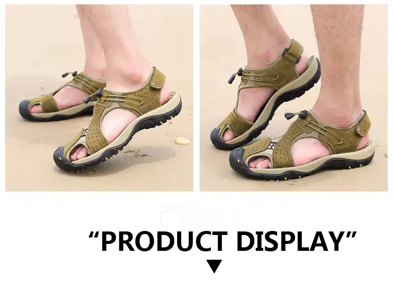 Brand Toe Protect Outdoor Casual Driving Beach Men Sandals Flat Quality Summer Leather Soft Sole Men Shoes Plus Size 46 Sandales 20