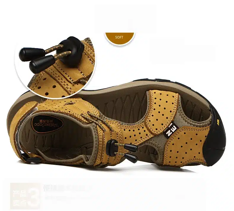 Brand Toe Protect Outdoor Casual Driving Beach Men Sandals Flat Quality Summer Leather Soft Sole Men Shoes Plus Size 46 Sandales 24