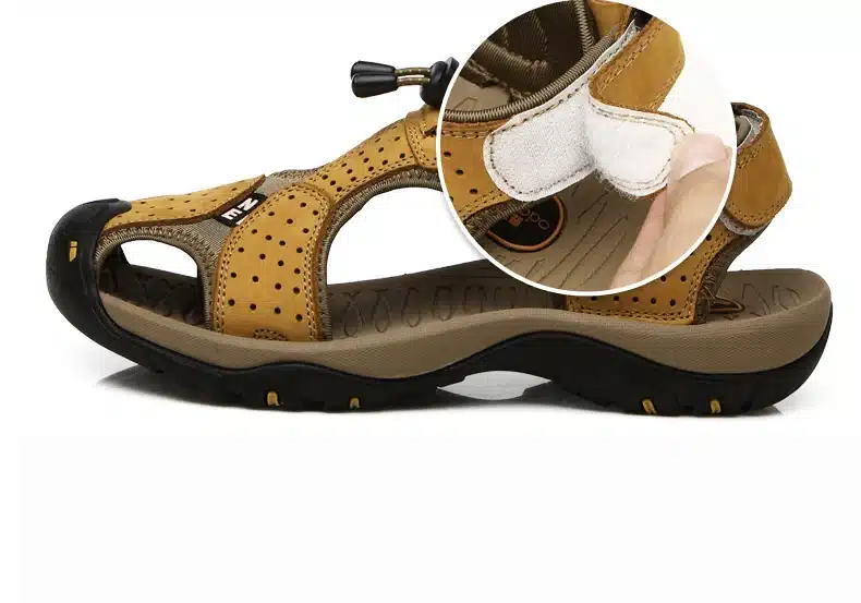 Brand Toe Protect Outdoor Casual Driving Beach Men Sandals Flat Quality Summer Leather Soft Sole Men Shoes Plus Size 46 Sandales 25