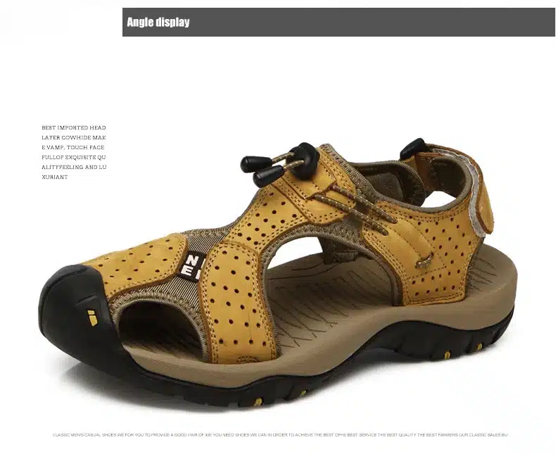 Brand Toe Protect Outdoor Casual Driving Beach Men Sandals Flat Quality Summer Leather Soft Sole Men Shoes Plus Size 46 Sandales 29