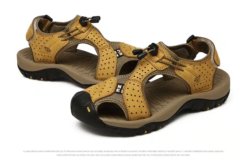 Brand Toe Protect Outdoor Casual Driving Beach Men Sandals Flat Quality Summer Leather Soft Sole Men Shoes Plus Size 46 Sandales 30