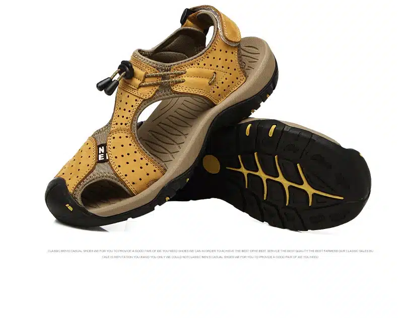 Brand Toe Protect Outdoor Casual Driving Beach Men Sandals Flat Quality Summer Leather Soft Sole Men Shoes Plus Size 46 Sandales 31