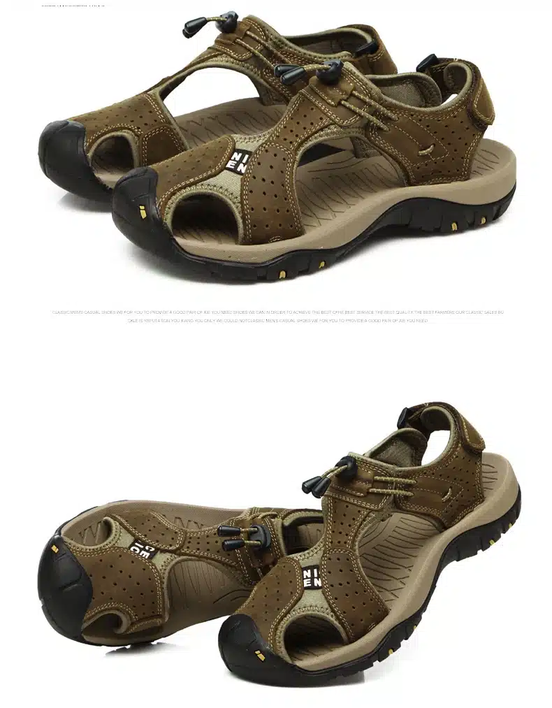 Brand Toe Protect Outdoor Casual Driving Beach Men Sandals Flat Quality Summer Leather Soft Sole Men Shoes Plus Size 46 Sandales 32