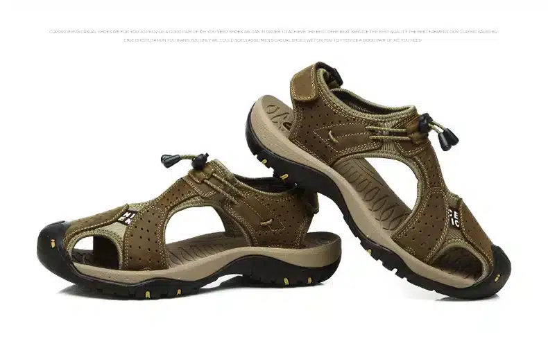 Brand Toe Protect Outdoor Casual Driving Beach Men Sandals Flat Quality Summer Leather Soft Sole Men Shoes Plus Size 46 Sandales 33