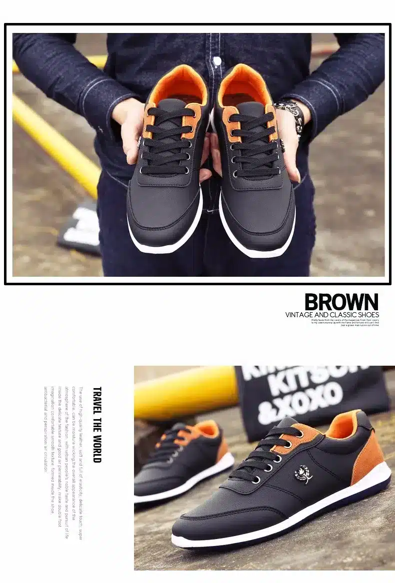 New 2017 Men Shoes Fashion Men Casual Shoes Outdoor men walking shoes Black Blue men casual shoes men leather shoes 12