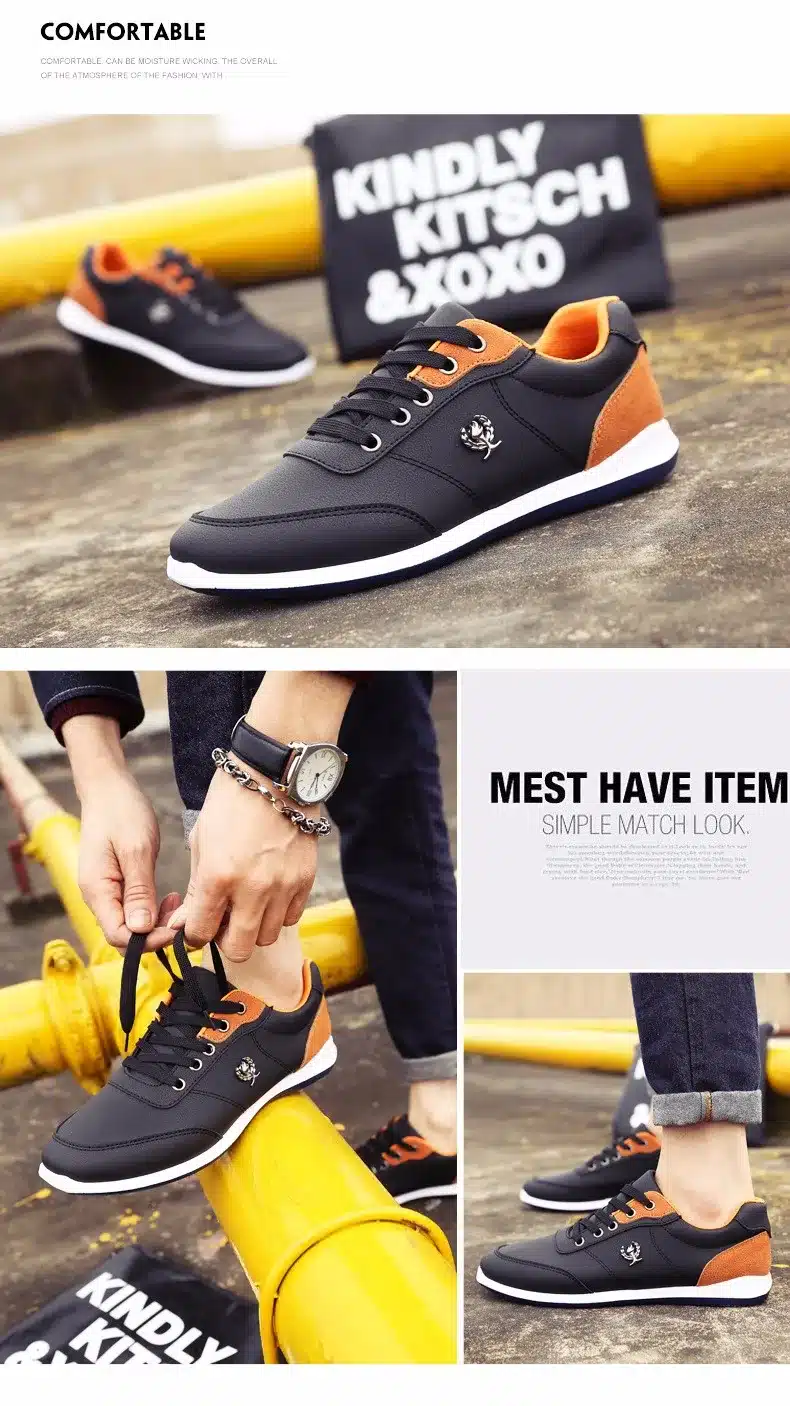 New 2017 Men Shoes Fashion Men Casual Shoes Outdoor men walking shoes Black Blue men casual shoes men leather shoes 14