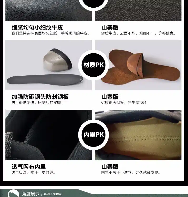 mens causal black big size breathable steel toe caps work safety shoes slip on lazy cow leather tooling low boots zapatos hombre 15