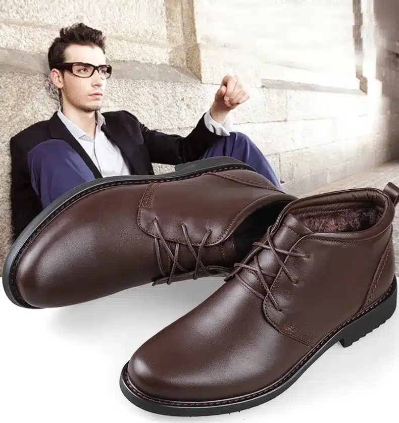 Genuine Leather Men Boots, Handmade Super Warm Men Winter Shoes,High Quality Ankle Boots For Autumn And Winter Shoes 16