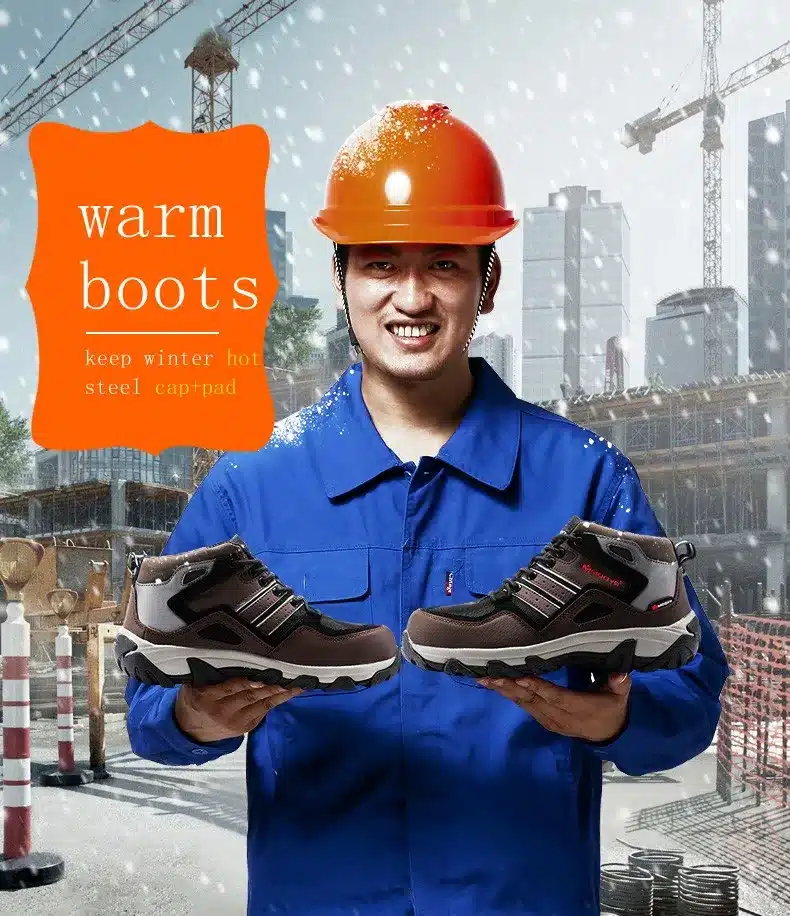 Modyf men winter warm steel toe cap work safety shoes casual reflective breathable outdoor boots puncture proof footwear 12