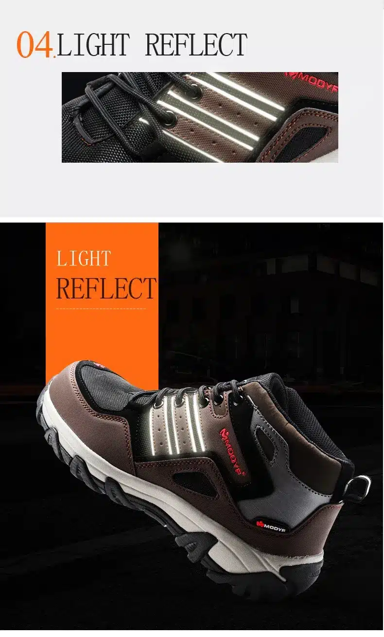 Modyf men winter warm steel toe cap work safety shoes casual reflective breathable outdoor boots puncture proof footwear 24