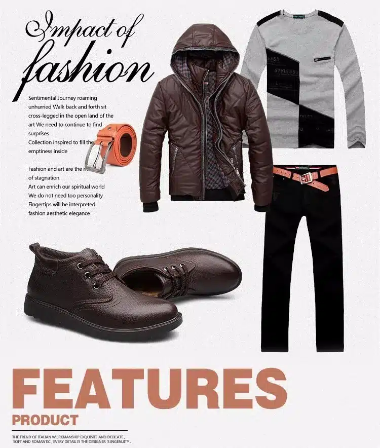 Genuine Leather Men Boots Comfortable Fashion Men Winter Shoes,Top Quality Handmade Plus Size Men Winter Snow Boots 15