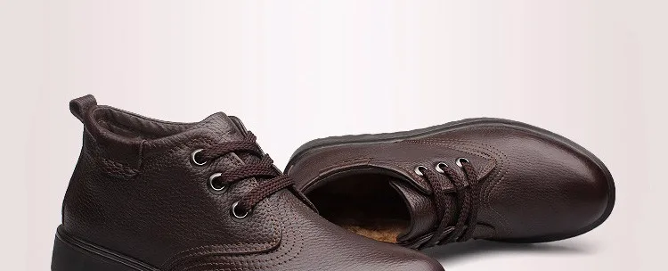 Genuine Leather Men Boots Comfortable Fashion Men Winter Shoes,Top Quality Handmade Plus Size Men Winter Snow Boots 25