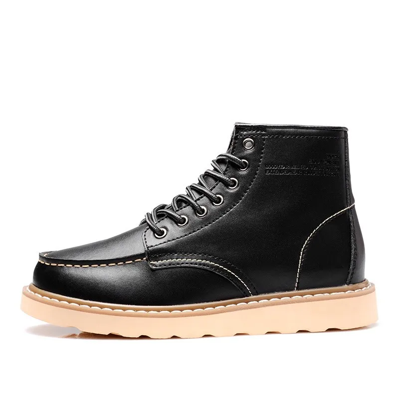 ALEADER Waterproof Men's Ankle Boots 2017 Fashion Warm Martin Boots Men Snow Fur Boots Men Casual Shoes Western Motorcycle Boots 11