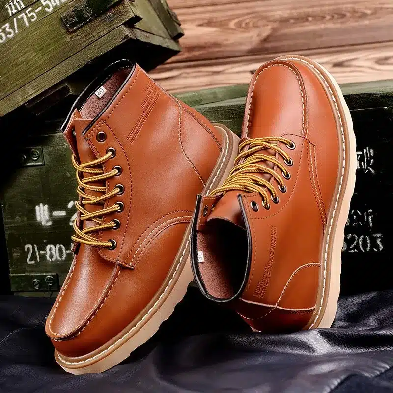 ALEADER Waterproof Men's Ankle Boots 2017 Fashion Warm Martin Boots Men Snow Fur Boots Men Casual Shoes Western Motorcycle Boots 22