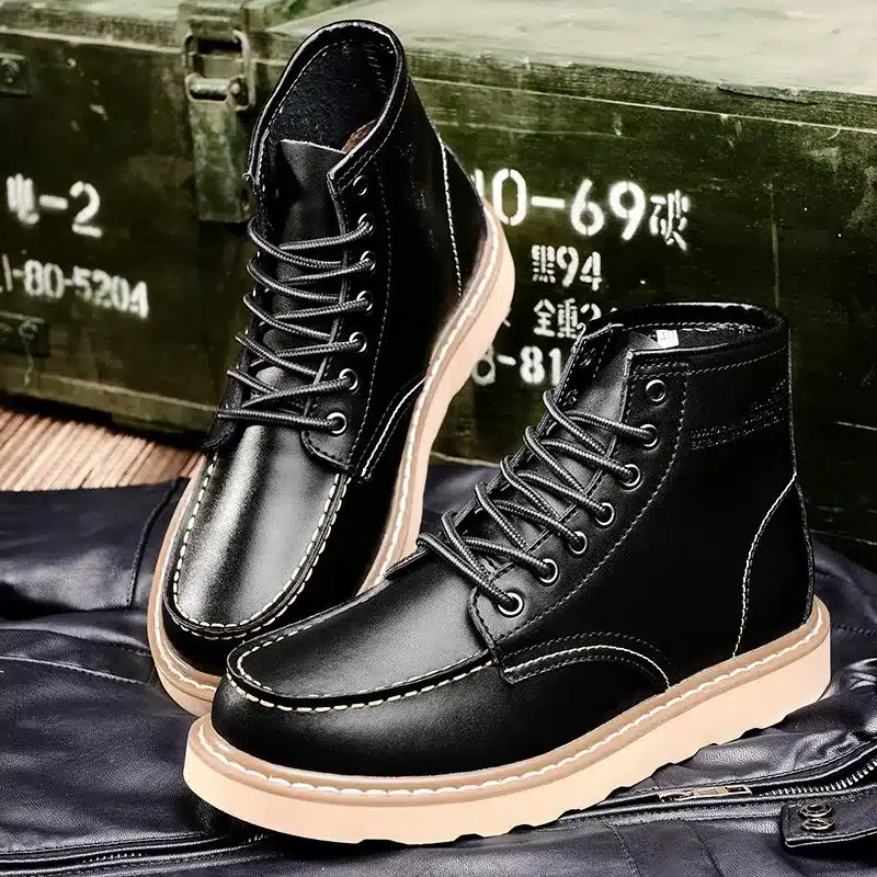 ALEADER Waterproof Men's Ankle Boots 2017 Fashion Warm Martin Boots Men Snow Fur Boots Men Casual Shoes Western Motorcycle Boots 23