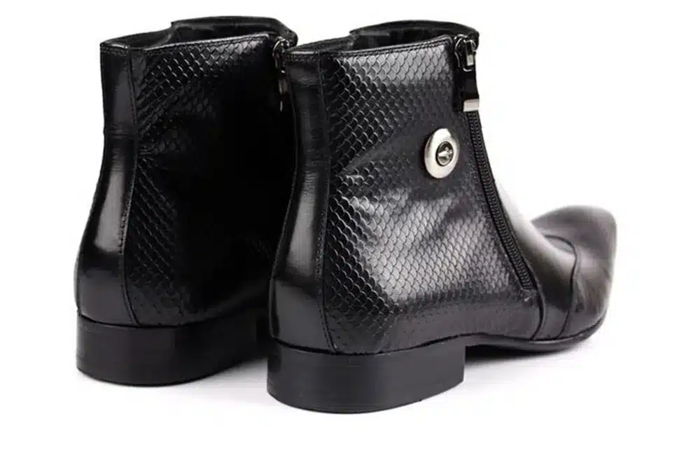 Large size EUR45 Brown / black pointed toe serpentine chelsea boots mens ankle boots genuine leather boots mens dress shoes 8