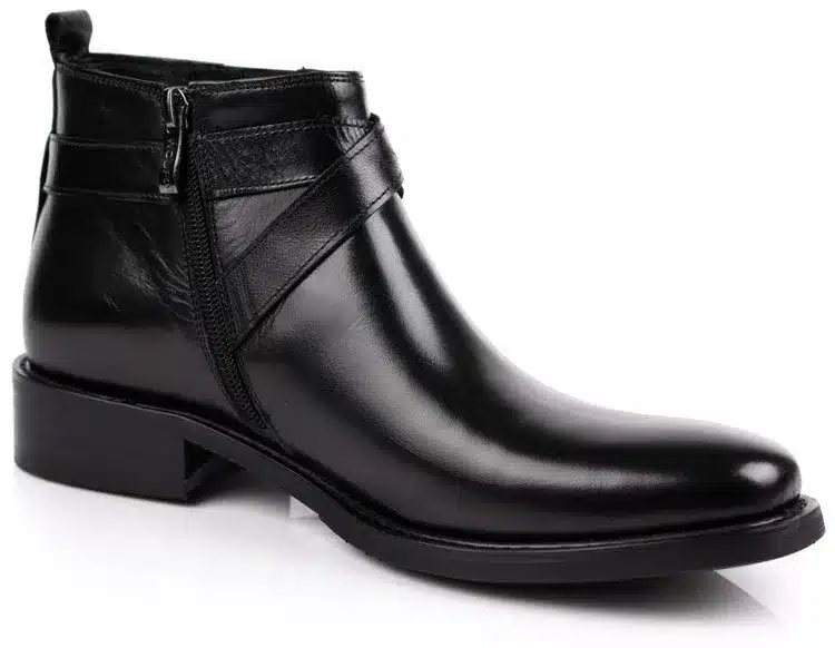 Large size EUR46 fashion brand black/brown tan double buckle business mens boots genuine leather dress boots mens ankle boots 29
