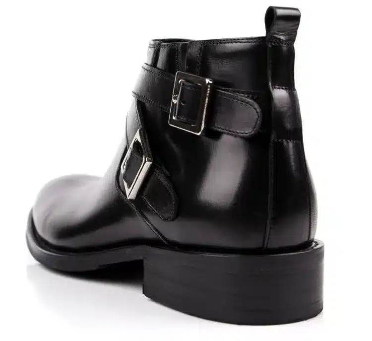 Large size EUR46 fashion brand black/brown tan double buckle business mens boots genuine leather dress boots mens ankle boots 31
