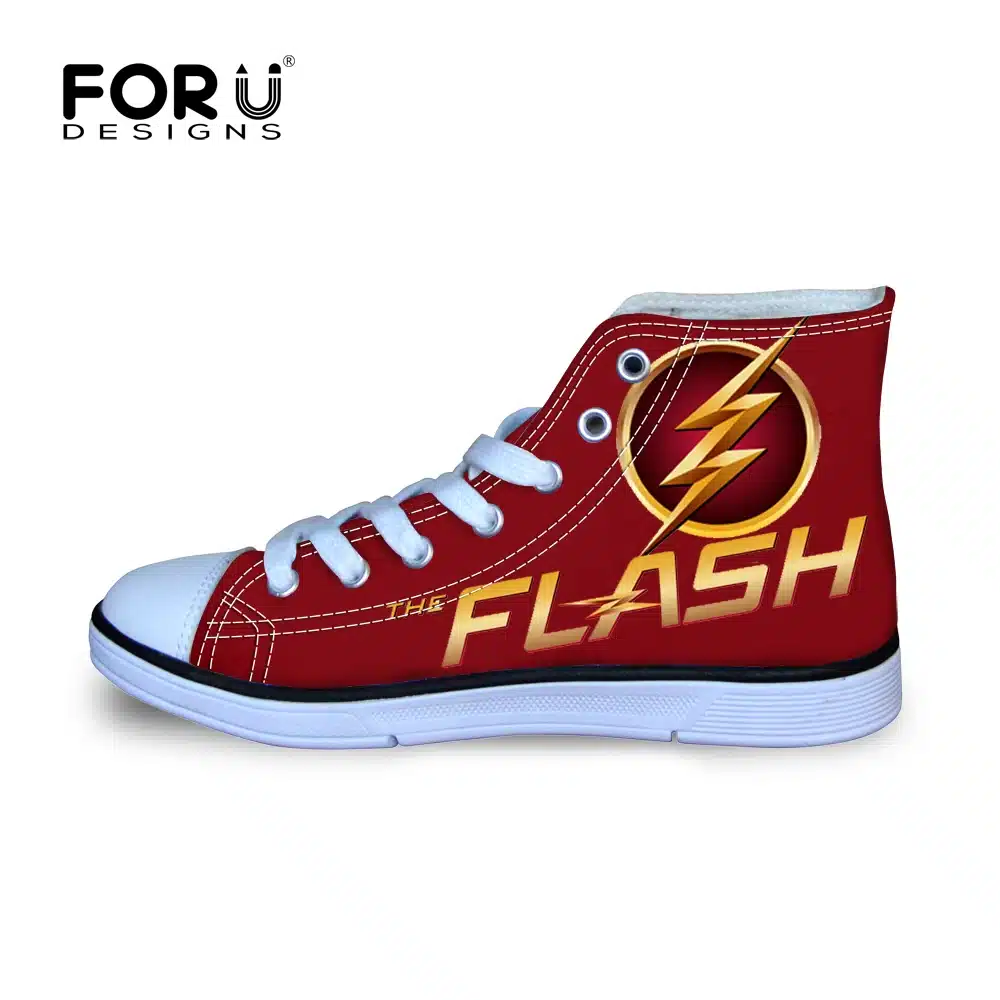 FORUDESIGNS 2017 Spring Men's High Top Canvas Shoes Fashion Super Hero The Flash Man Lace-up Vulcanize Shoes Male Comfort Flats 15