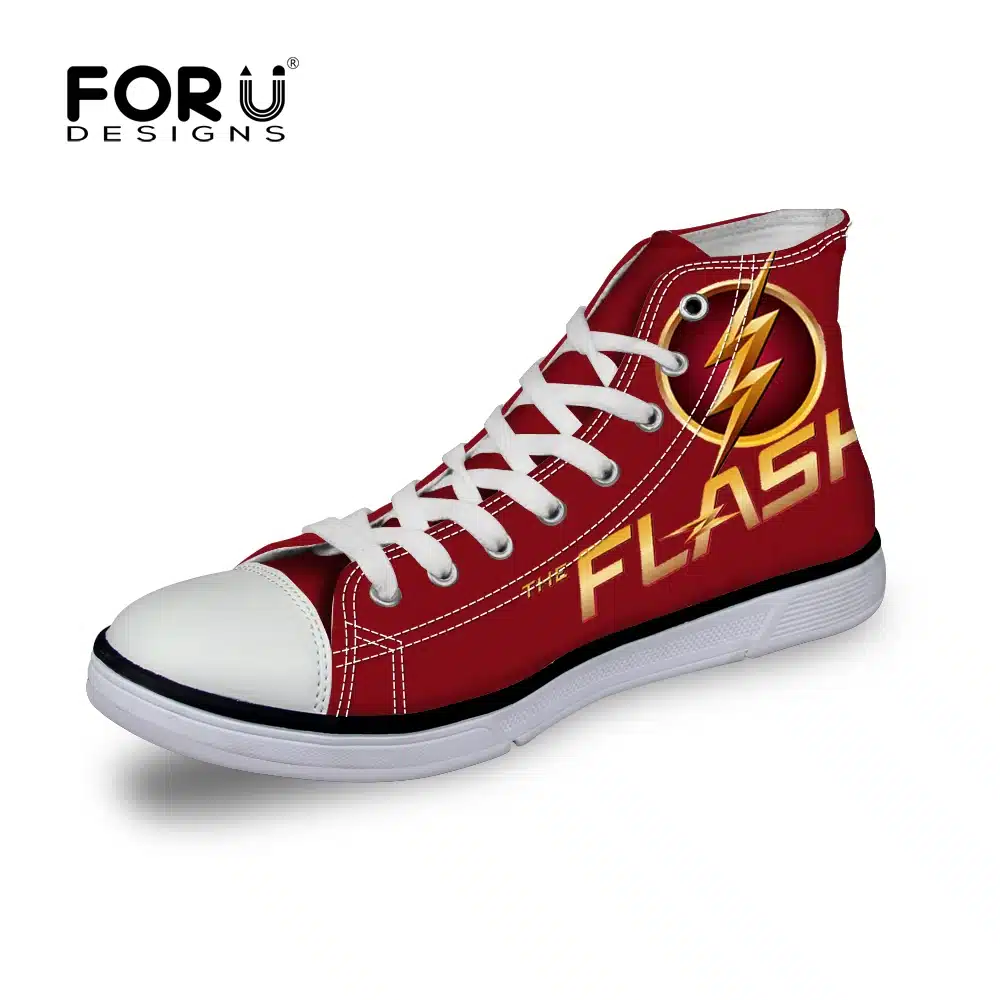 FORUDESIGNS 2017 Spring Men's High Top Canvas Shoes Fashion Super Hero The Flash Man Lace-up Vulcanize Shoes Male Comfort Flats 16
