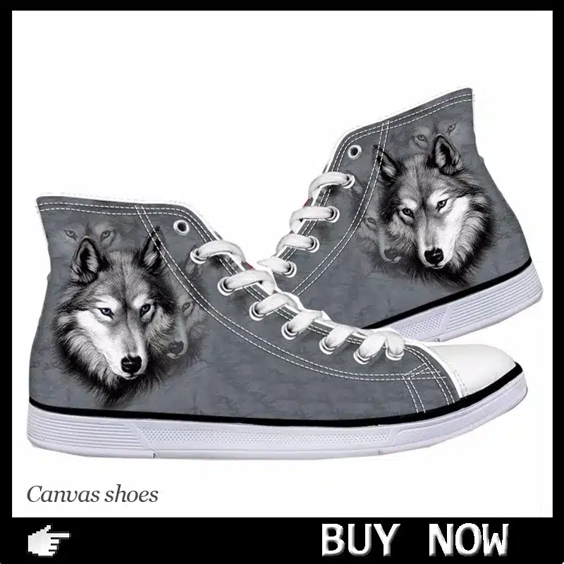 FORUDESIGNS Casual Men's Shoes Fashion 3D Animal Vulcanized Shoes,Cool 3D Tiger Dog Husky Classic Men High Top Canvas Flat Shoes 3